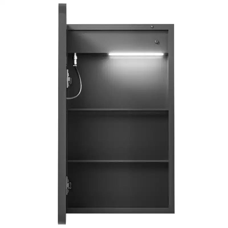 Meuble-lavabo rectangulaire en fer FAMYYT de 16 po de large x 28 po de haut avec miroir, lumière LED à intensité variable, anti-buée et prises de courant - Entièrement assemblé
