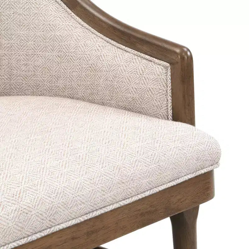 Lot de 2 chaises de salle à manger modernes du milieu du siècle, fauteuils courbés rembourrés en sergé avec cadre en bois d'hévéa massif, chaises de cuisine d'appoint beiges - ModernLuxe