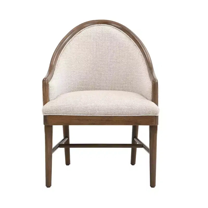Lot de 2 chaises de salle à manger modernes du milieu du siècle, fauteuils courbés rembourrés en sergé avec cadre en bois d'hévéa massif, chaises de cuisine d'appoint beiges - ModernLuxe