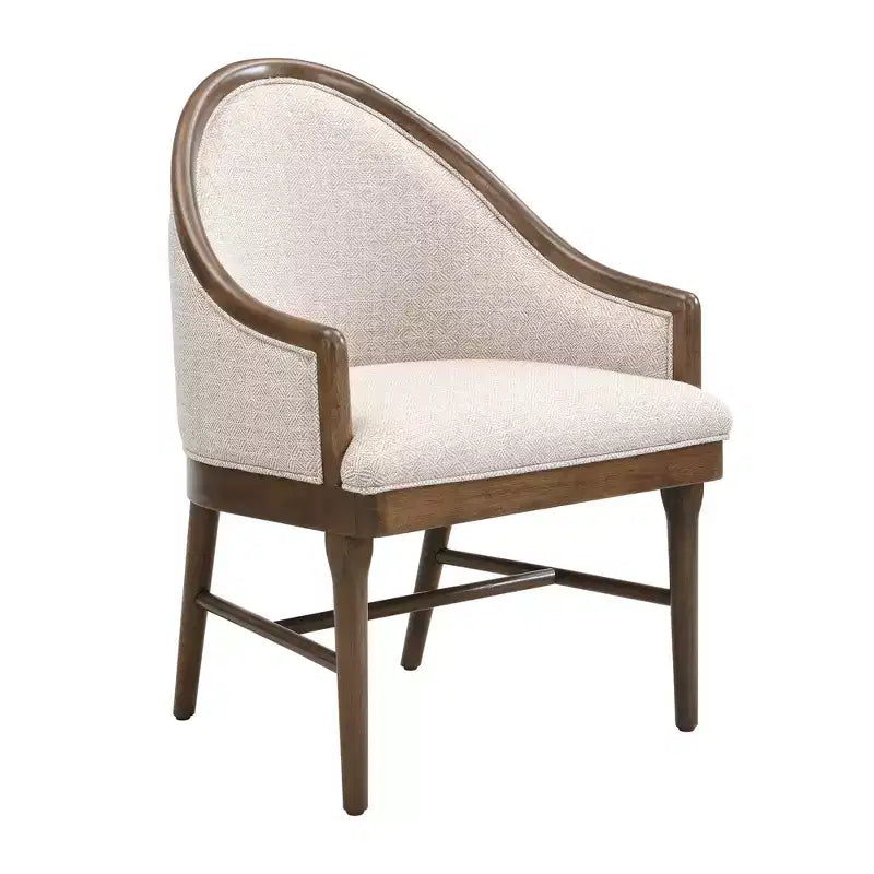 Lot de 2 chaises de salle à manger modernes du milieu du siècle, fauteuils courbés rembourrés en sergé avec cadre en bois d'hévéa massif, chaises de cuisine d'appoint beiges - ModernLuxe