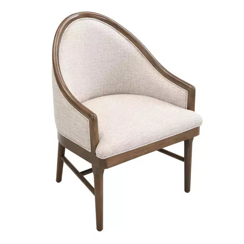 Lot de 2 chaises de salle à manger modernes du milieu du siècle, fauteuils courbés rembourrés en sergé avec cadre en bois d'hévéa massif, chaises de cuisine d'appoint beiges - ModernLuxe
