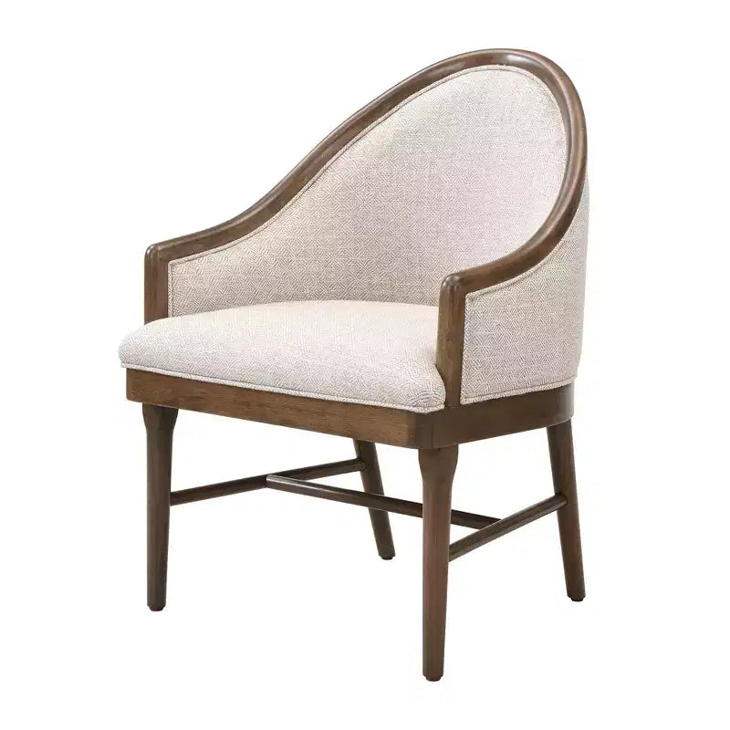 Lot de 2 chaises de salle à manger modernes du milieu du siècle, fauteuils courbés rembourrés en sergé avec cadre en bois d'hévéa massif, chaises de cuisine d'appoint beiges - ModernLuxe