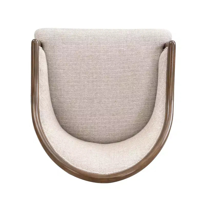 Lot de 2 chaises de salle à manger modernes du milieu du siècle, fauteuils courbés rembourrés en sergé avec cadre en bois d'hévéa massif, chaises de cuisine d'appoint beiges - ModernLuxe