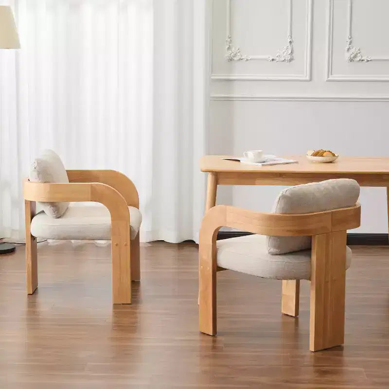 Lot de 2 chaises de salle à manger, chaises de cuisine avec dossier capitonné, fauteuils en tissu bouclette avec cadre en bois d'hévéa - ModernLuxe