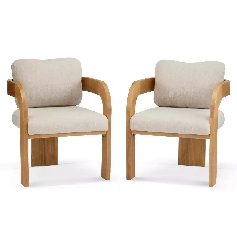 Lot de 2 chaises de salle à manger, chaises de cuisine avec dossier capitonné, fauteuils en tissu bouclette avec cadre en bois d'hévéa - ModernLuxe