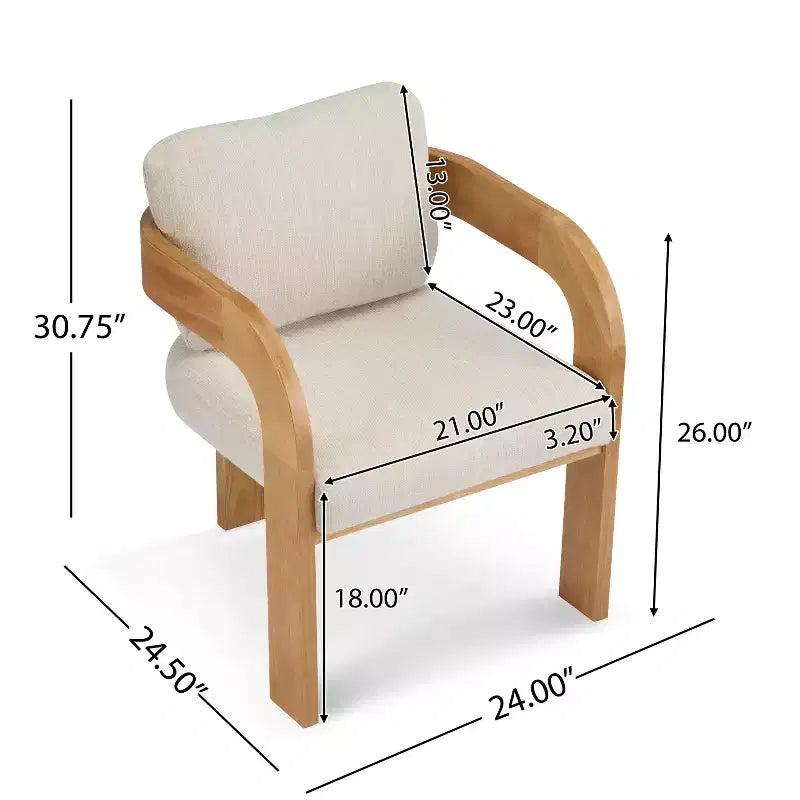 Lot de 2 chaises de salle à manger, chaises de cuisine avec dossier capitonné, fauteuils en tissu bouclette avec cadre en bois d'hévéa - ModernLuxe