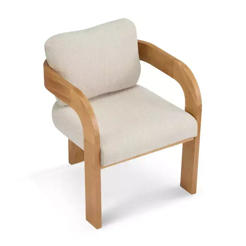 Lot de 2 chaises de salle à manger, chaises de cuisine avec dossier capitonné, fauteuils en tissu bouclette avec cadre en bois d'hévéa - ModernLuxe