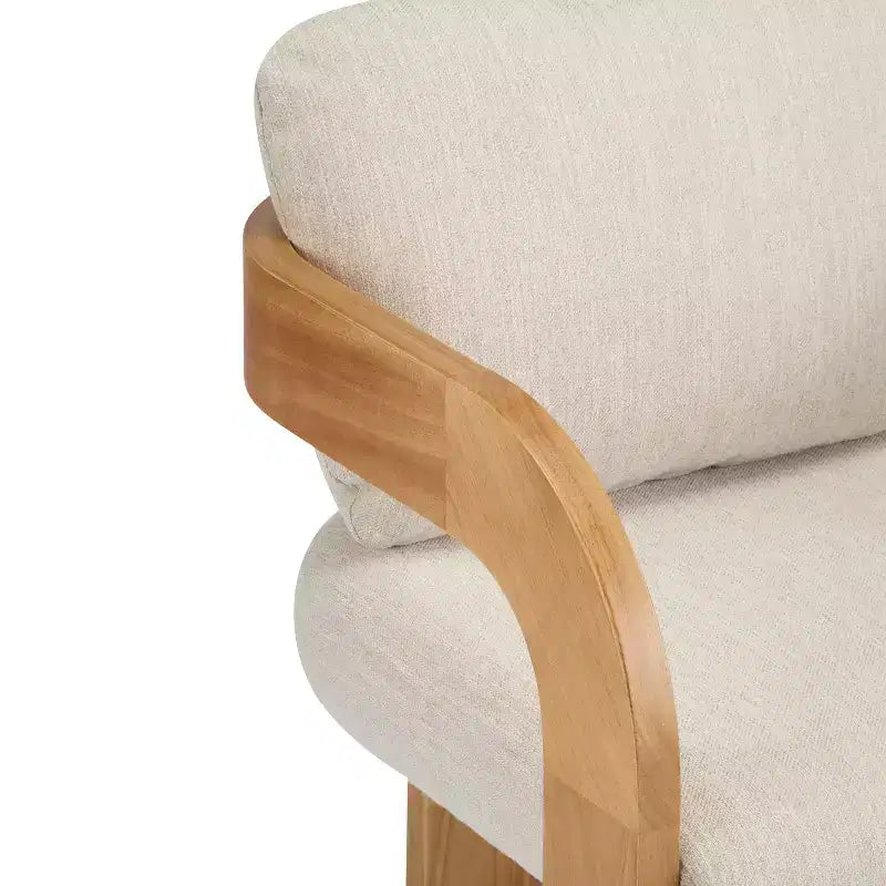 Lot de 2 chaises de salle à manger, chaises de cuisine avec dossier capitonné, fauteuils en tissu bouclette avec cadre en bois d'hévéa - ModernLuxe
