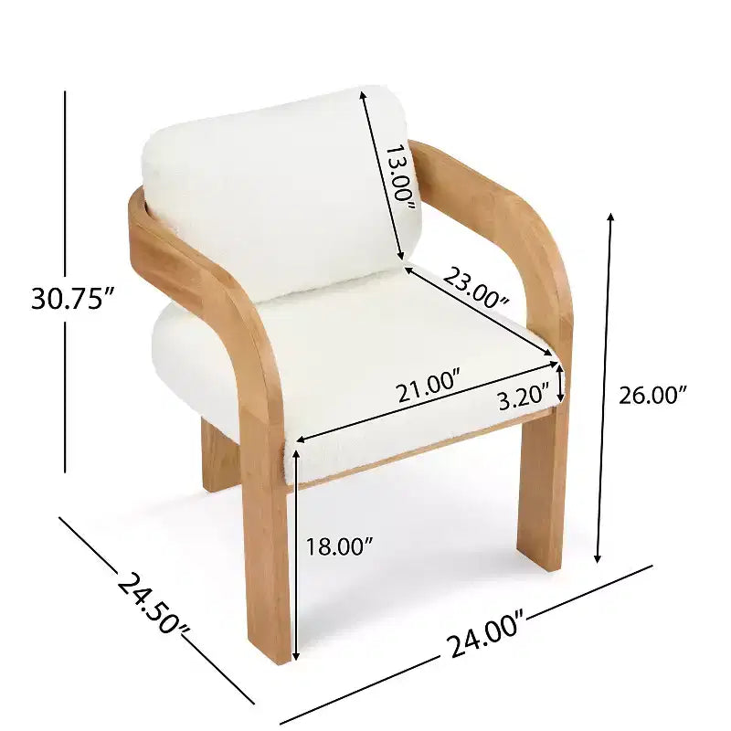 Lot de 2 chaises de salle à manger, chaises de cuisine avec dossier capitonné, fauteuils en tissu bouclette avec cadre en bois d'hévéa - ModernLuxe