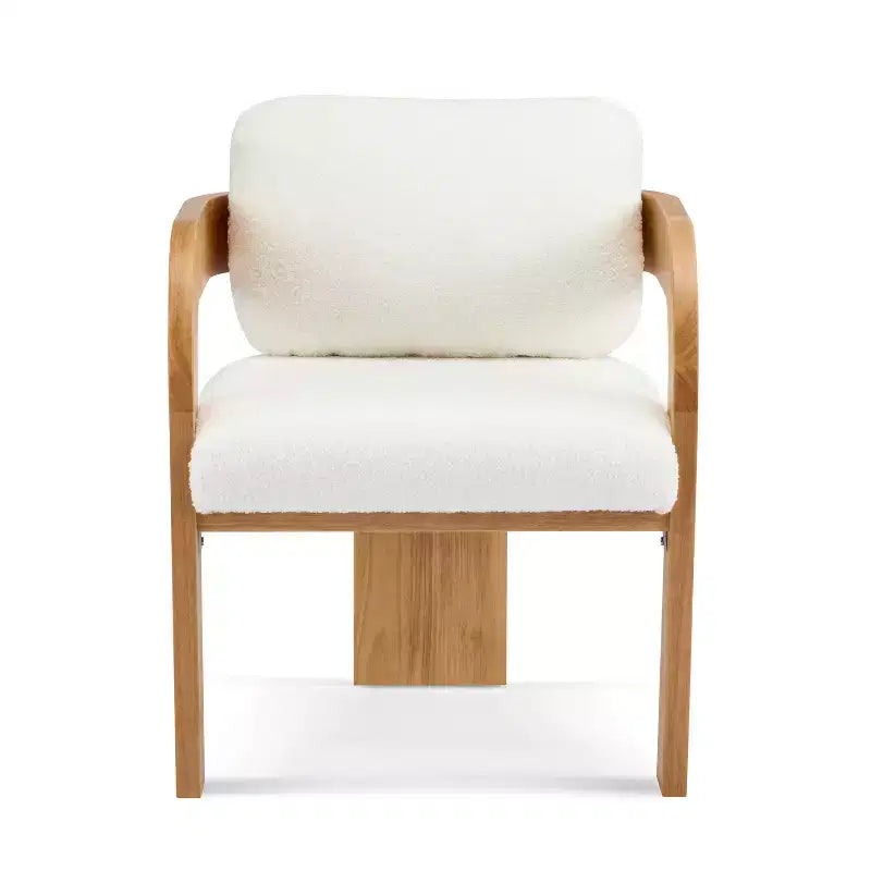 Lot de 2 chaises de salle à manger, chaises de cuisine avec dossier capitonné, fauteuils en tissu bouclette avec cadre en bois d'hévéa - ModernLuxe