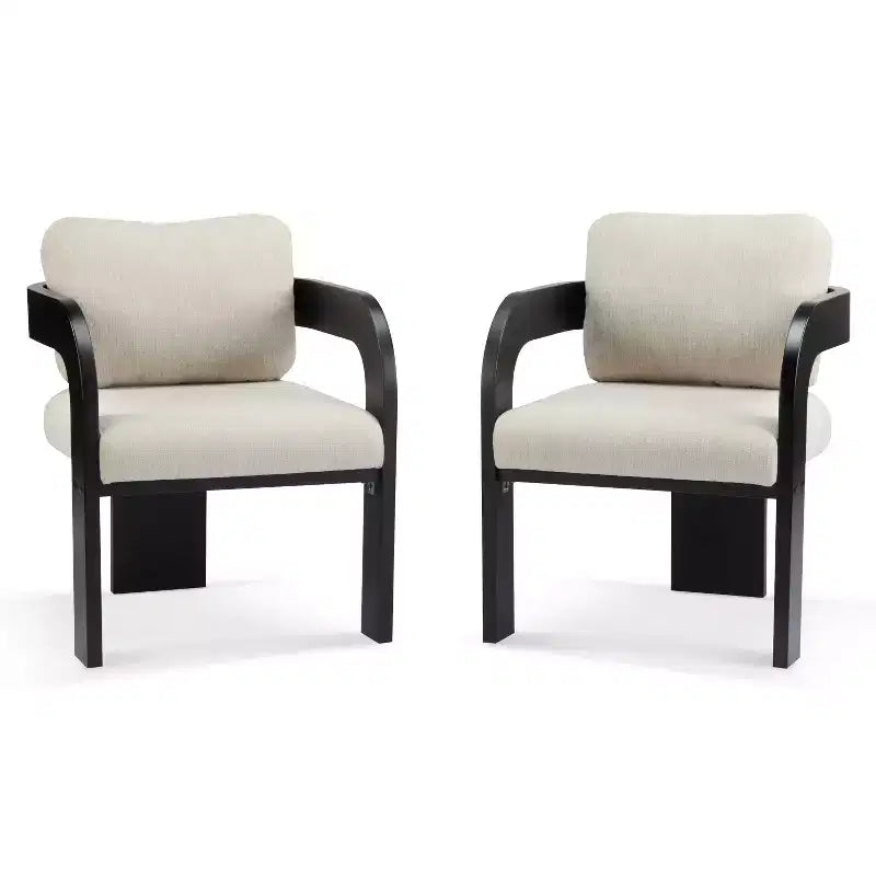 Lot de 2 chaises de salle à manger, chaises de cuisine avec dossier capitonné, fauteuils en tissu bouclette avec cadre en bois d'hévéa - ModernLuxe