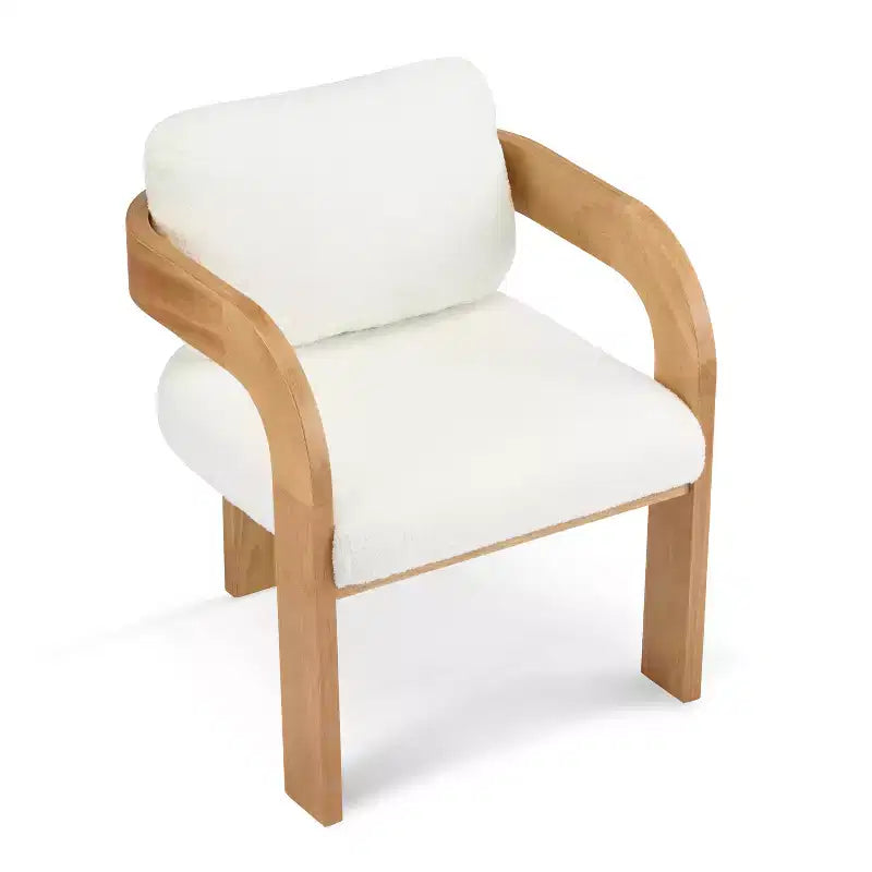 Lot de 2 chaises de salle à manger, chaises de cuisine avec dossier capitonné, fauteuils en tissu bouclette avec cadre en bois d'hévéa - ModernLuxe