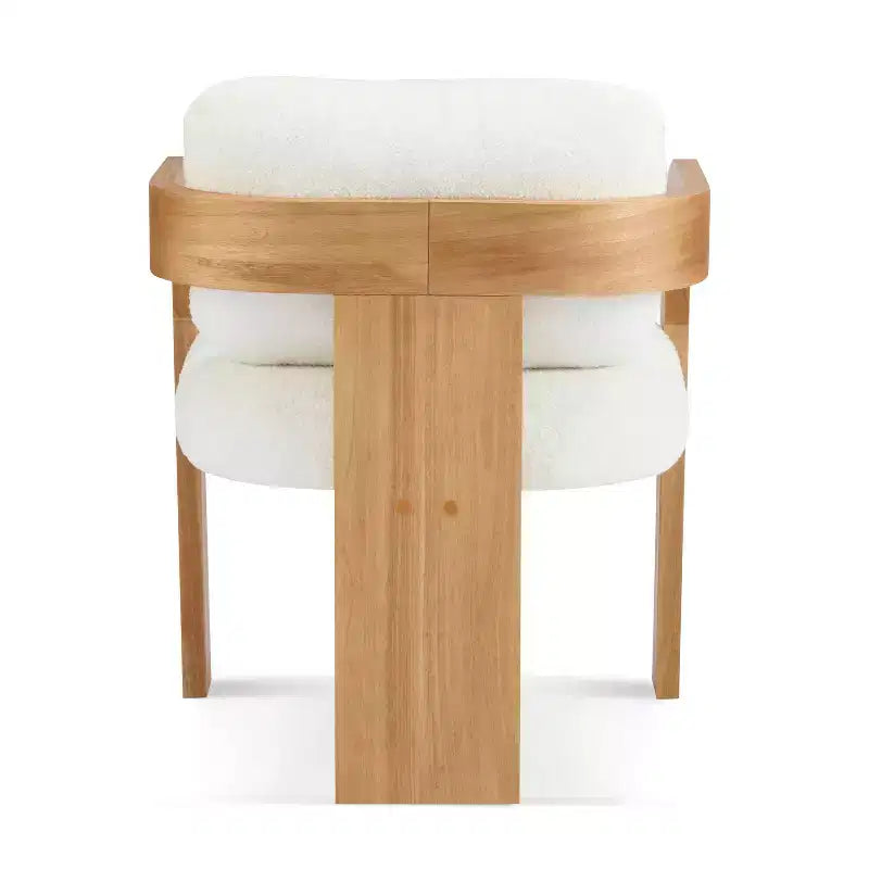 Lot de 2 chaises de salle à manger, chaises de cuisine avec dossier capitonné, fauteuils en tissu bouclette avec cadre en bois d'hévéa - ModernLuxe