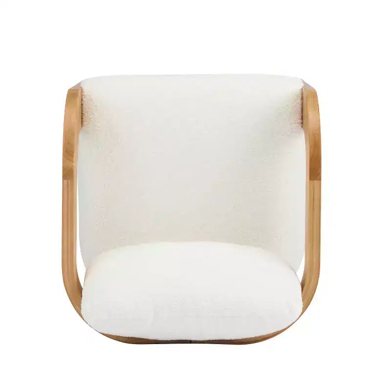 Lot de 2 chaises de salle à manger, chaises de cuisine avec dossier capitonné, fauteuils en tissu bouclette avec cadre en bois d'hévéa - ModernLuxe