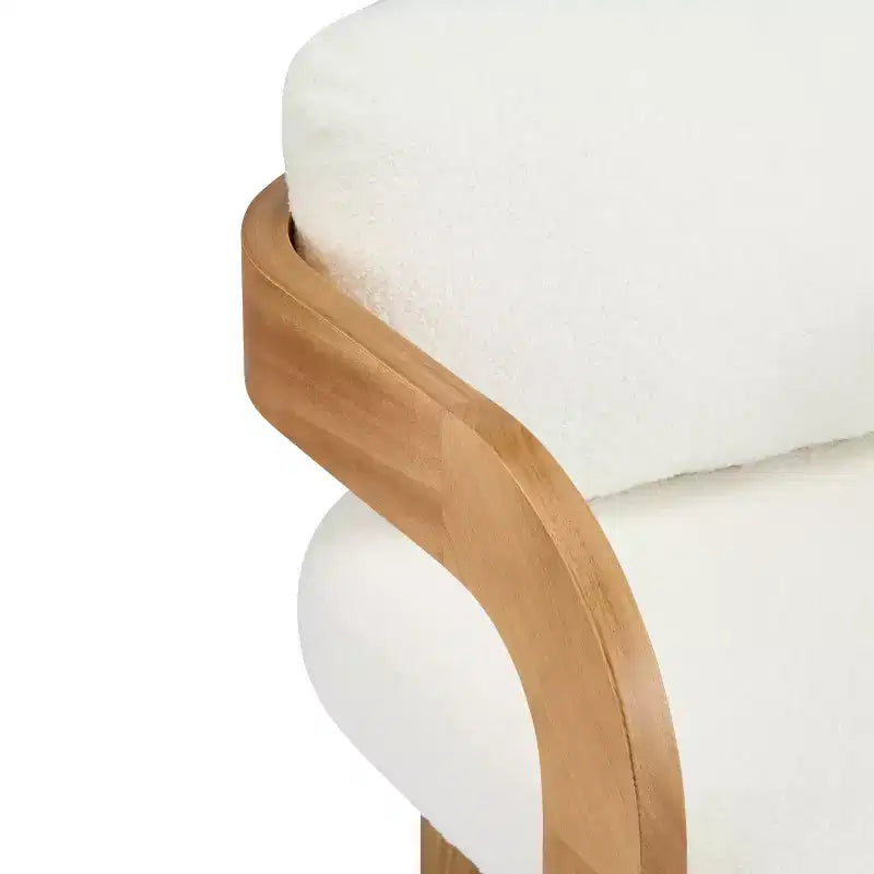 Lot de 2 chaises de salle à manger, chaises de cuisine avec dossier capitonné, fauteuils en tissu bouclette avec cadre en bois d'hévéa - ModernLuxe