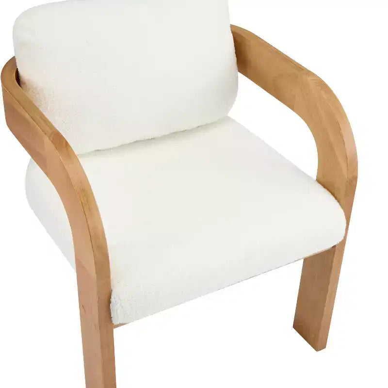 Lot de 2 chaises de salle à manger, chaises de cuisine avec dossier capitonné, fauteuils en tissu bouclette avec cadre en bois d'hévéa - ModernLuxe