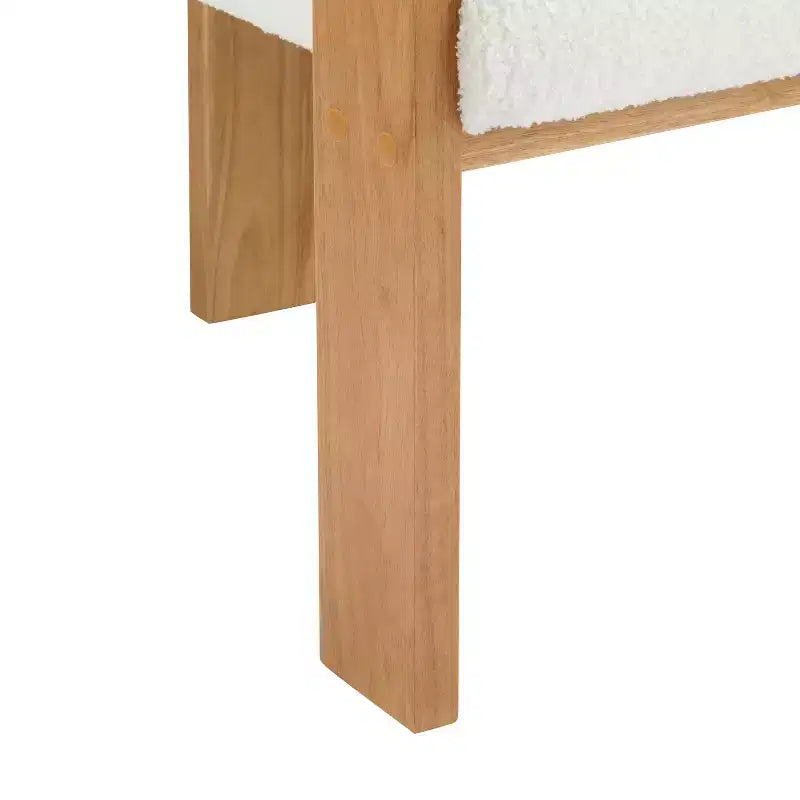 Lot de 2 chaises de salle à manger, chaises de cuisine avec dossier capitonné, fauteuils en tissu bouclette avec cadre en bois d'hévéa - ModernLuxe