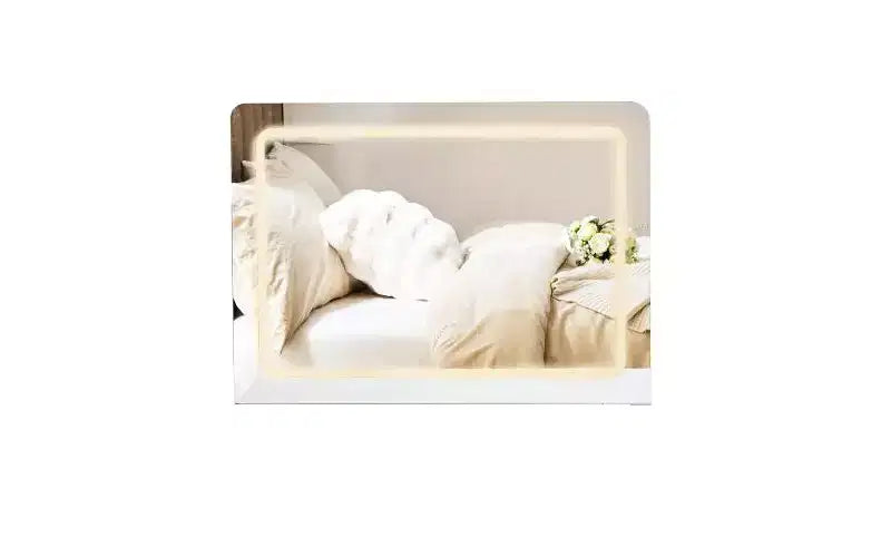 Coiffeuse d'angle moderne avec miroir éclairé, 4 tiroirs, armoire latérale, tabouret assorti et étagères ouvertes pour chambre à coucher