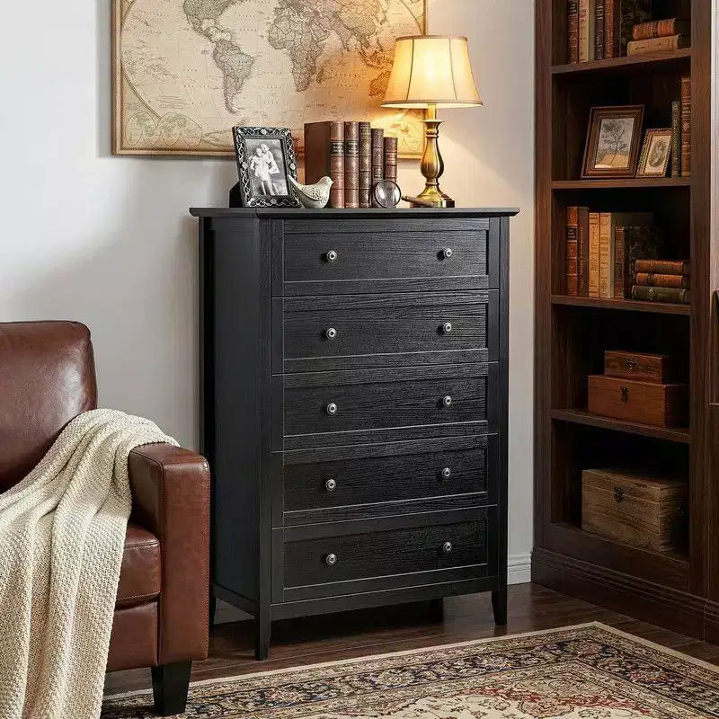 Commode 5 tiroirs Karl Home à double poignée et à construction de cadre de 31,5 pouces