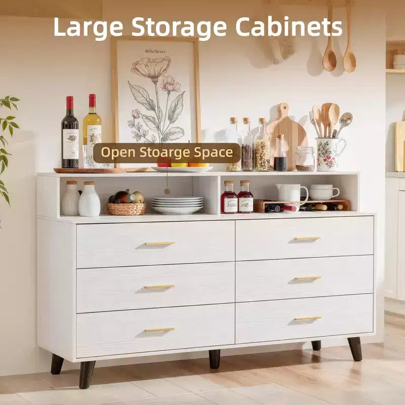 Meuble de bar à café de 120 cm avec prises électriques, buffet de rangement autonome avec tiroirs pour cuisine, salle à manger