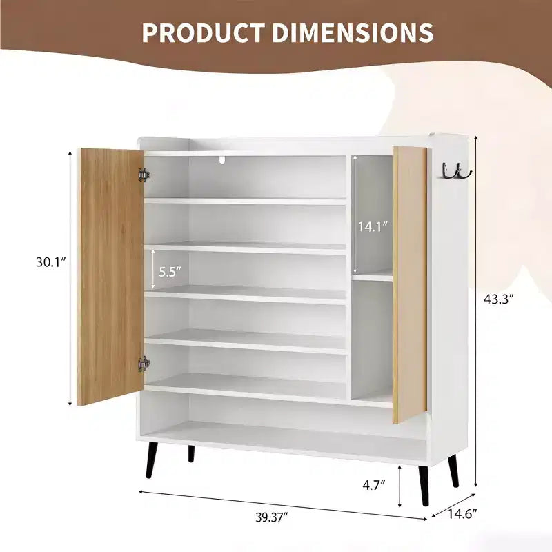 Meuble à chaussures 3 portes avec 6 niveaux pour entrée, rangement à chaussures autoportant pour couloir, salon ou chambre