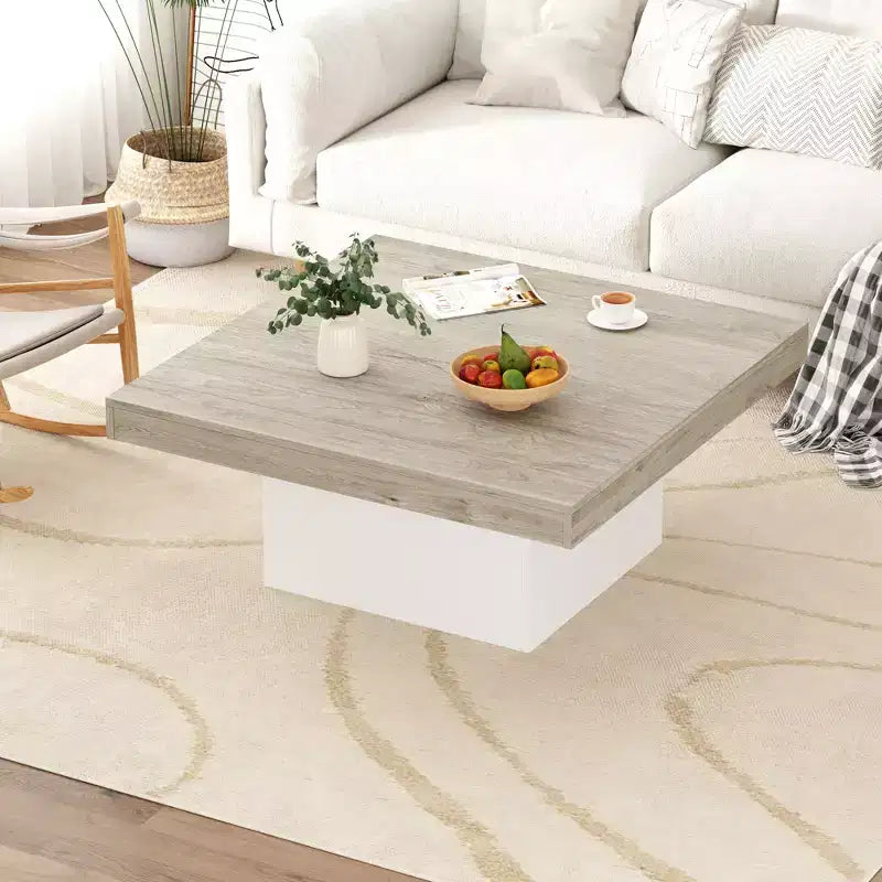 Table basse carrée, élément central de salon avec lumières 16 couleurs, design minimaliste à brancher, pour la maison, le bureau, l'appartement, la salle de lecture, grise