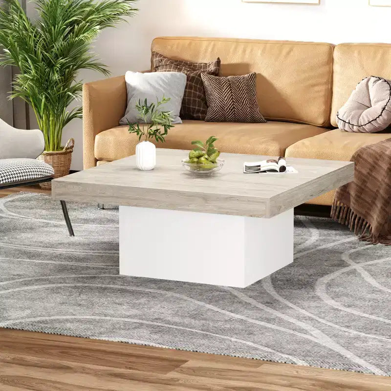 Table basse carrée, élément central de salon avec lumières 16 couleurs, design minimaliste à brancher, pour la maison, le bureau, l'appartement, la salle de lecture, grise