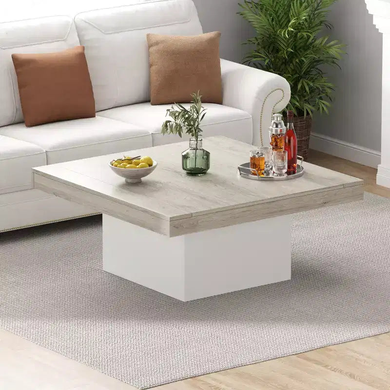 Table basse carrée, élément central de salon avec lumières 16 couleurs, design minimaliste à brancher, pour la maison, le bureau, l'appartement, la salle de lecture, grise
