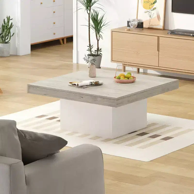 Table basse carrée, élément central de salon avec lumières 16 couleurs, design minimaliste à brancher, pour la maison, le bureau, l'appartement, la salle de lecture, grise