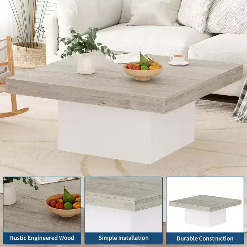 Table basse carrée, élément central de salon avec lumières 16 couleurs, design minimaliste à brancher, pour la maison, le bureau, l'appartement, la salle de lecture, grise