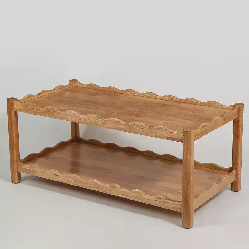 Table basse GDFStudio Connie moderne 43 en bois d'hévéa à 2 niveaux avec étagère de rangement ouverte