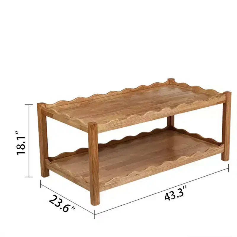 Table basse GDFStudio Connie moderne 43 en bois d'hévéa à 2 niveaux avec étagère de rangement ouverte