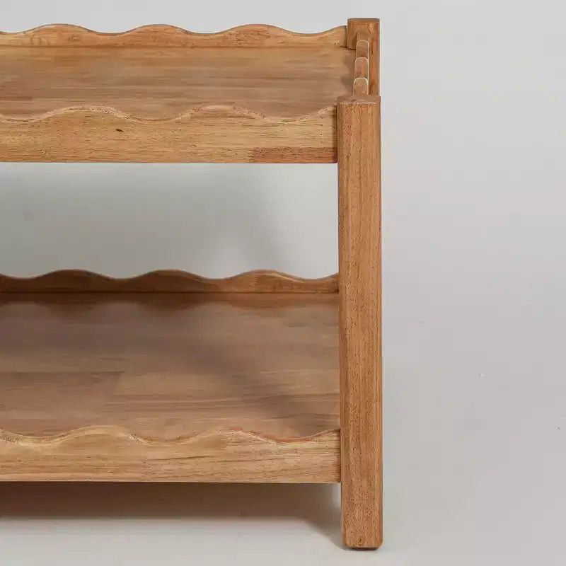 Table basse GDFStudio Connie moderne 43 en bois d'hévéa à 2 niveaux avec étagère de rangement ouverte