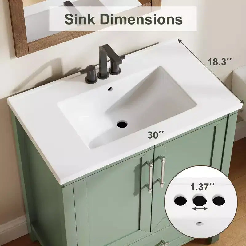 Meuble lavabo de salle de bain compact avec lavabo, meuble bas sur pieds avec porte à fermeture douce, étagère de rangement réglable, peu encombrant pour appartement
