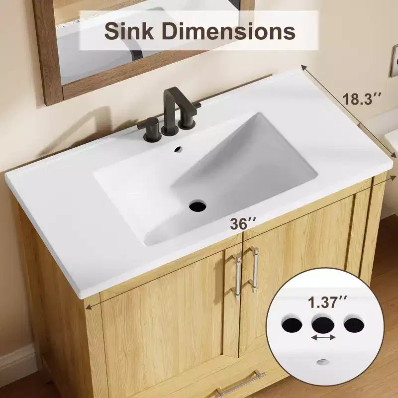 Meuble lavabo de salle de bain compact avec lavabo, meuble bas sur pieds avec porte à fermeture douce, étagère de rangement réglable, peu encombrant pour appartement