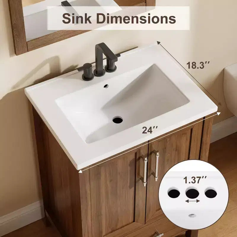 Meuble lavabo de salle de bain compact avec lavabo, meuble bas sur pieds avec porte à fermeture douce, étagère de rangement réglable, peu encombrant pour appartement