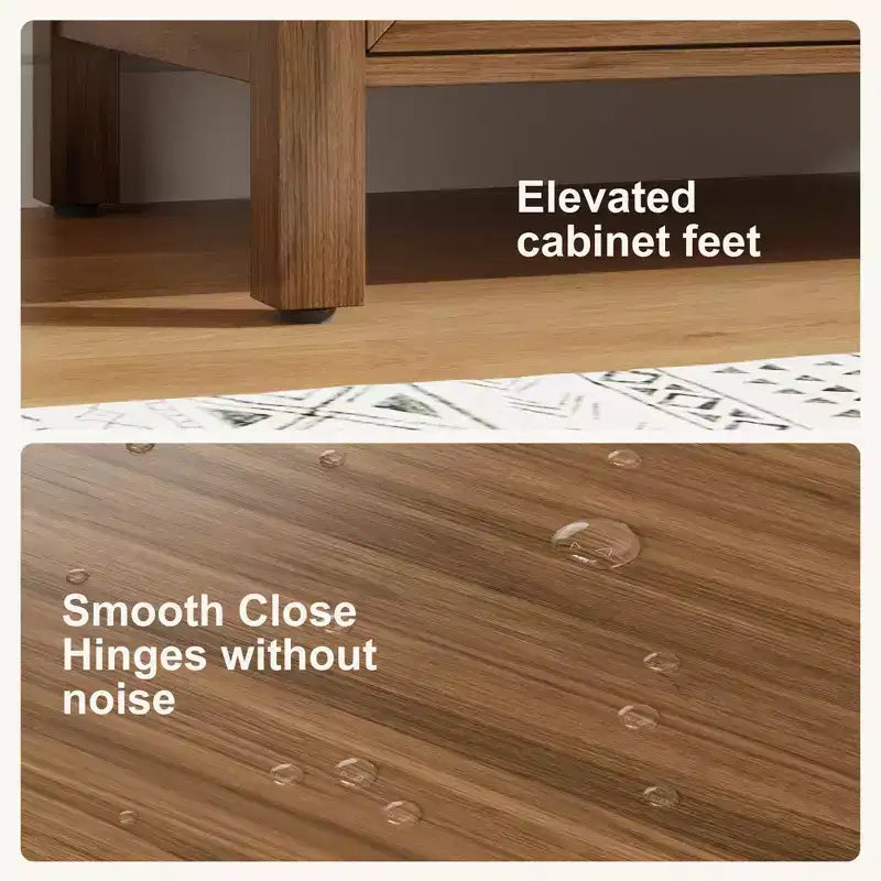 Meuble lavabo de salle de bain compact avec lavabo, meuble bas sur pieds avec porte à fermeture douce, étagère de rangement réglable, peu encombrant pour appartement