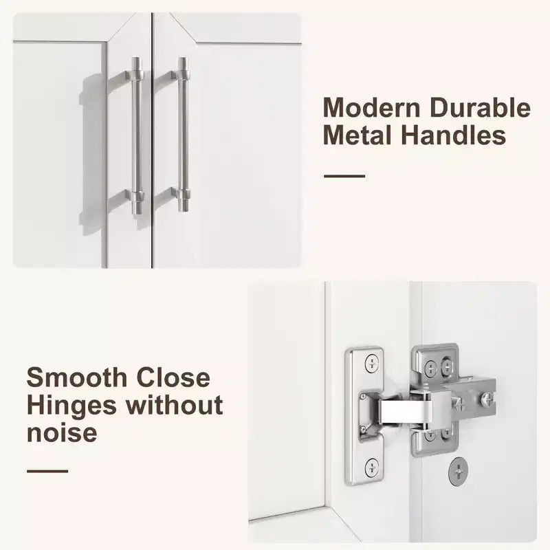 Meuble lavabo de salle de bain compact avec lavabo, meuble bas sur pieds avec porte à fermeture douce, étagère de rangement réglable, peu encombrant pour appartement