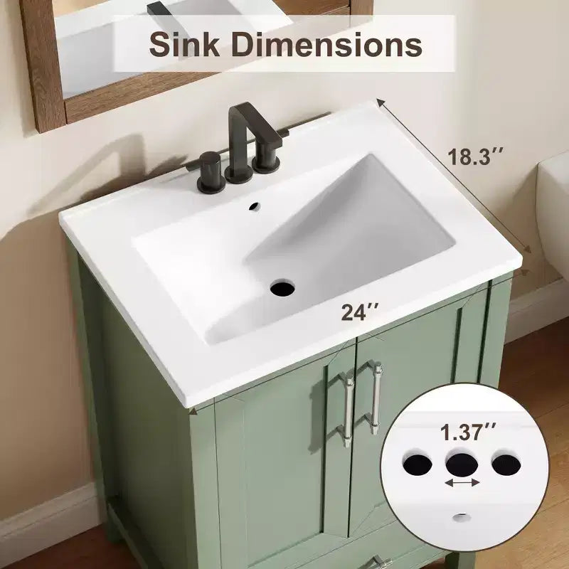 Meuble lavabo de salle de bain compact avec lavabo, meuble bas sur pieds avec porte à fermeture douce, étagère de rangement réglable, peu encombrant pour appartement