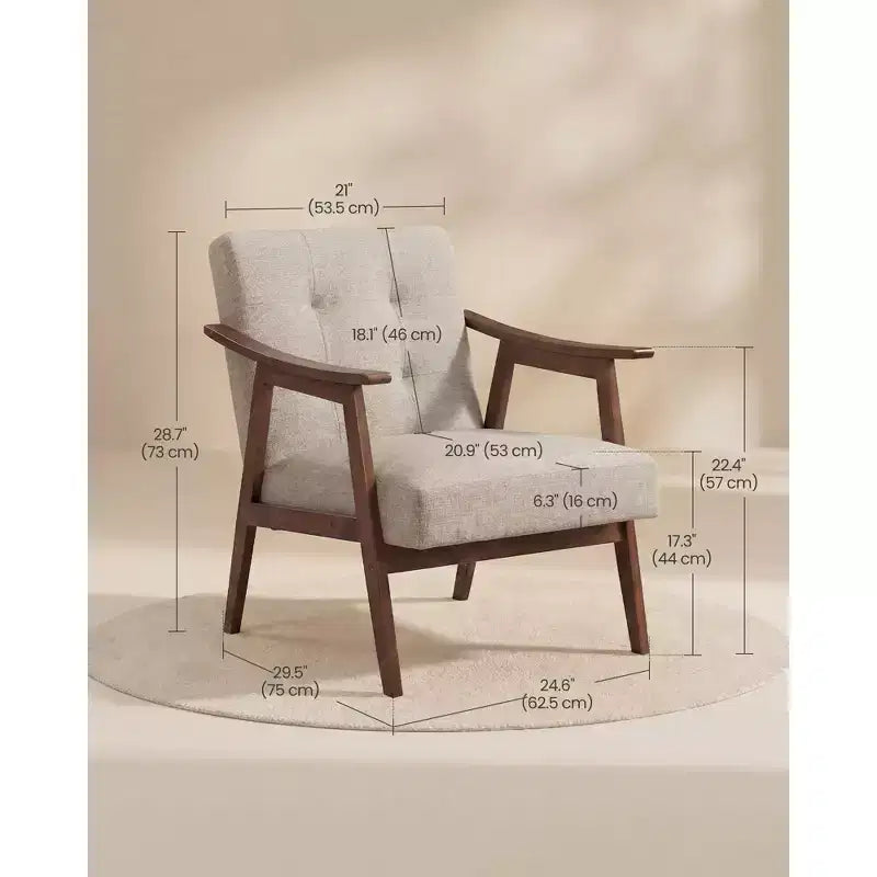 VASAGLE Fauteuil d'appoint, Fauteuil en PU Cuir, Fauteuil de Salon Capitonné, Coussin épais, Siège de Salon Style Mid-Century Moderne