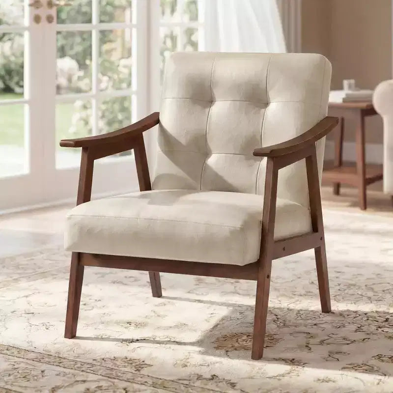VASAGLE Fauteuil d'appoint, Fauteuil en PU Cuir, Fauteuil de Salon Capitonné, Coussin épais, Siège de Salon Style Mid-Century Moderne
