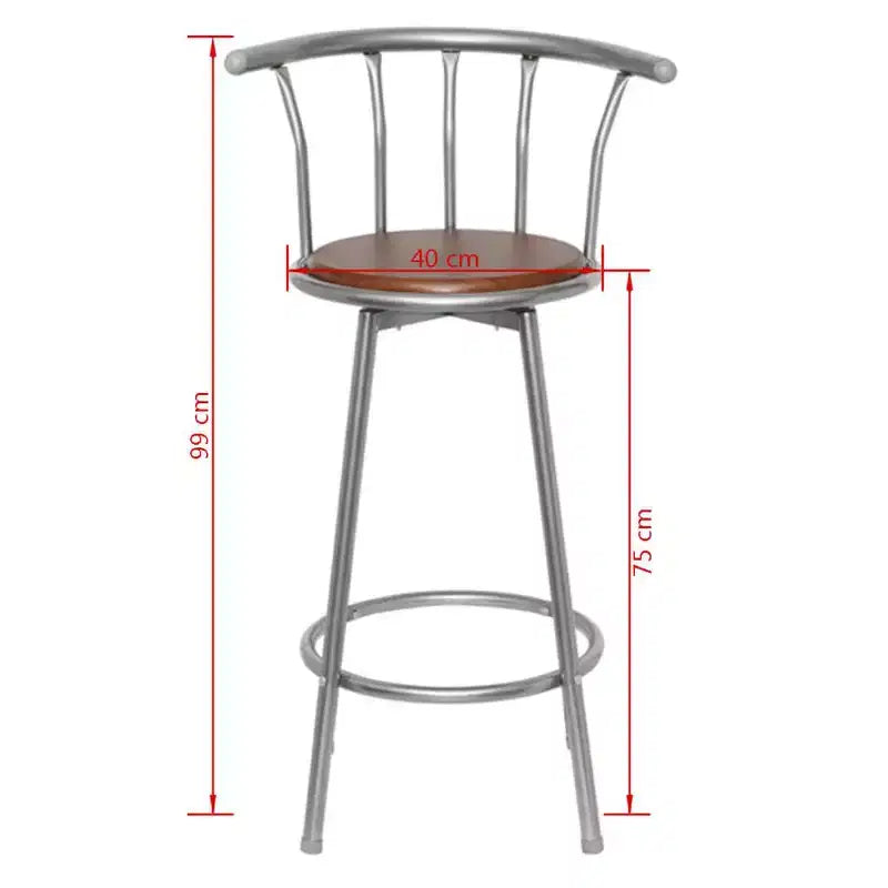 vidaXL Lot de 2 tabourets de bar pivotants standard marron en MDF et acier