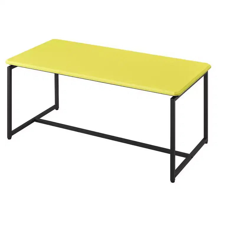 Ensemble de 3 tables basses Gaetano en fibre de carbone jaune, table basse de 100 cm avec 2 tables d'appoint, plateau en MDF, structure en métal