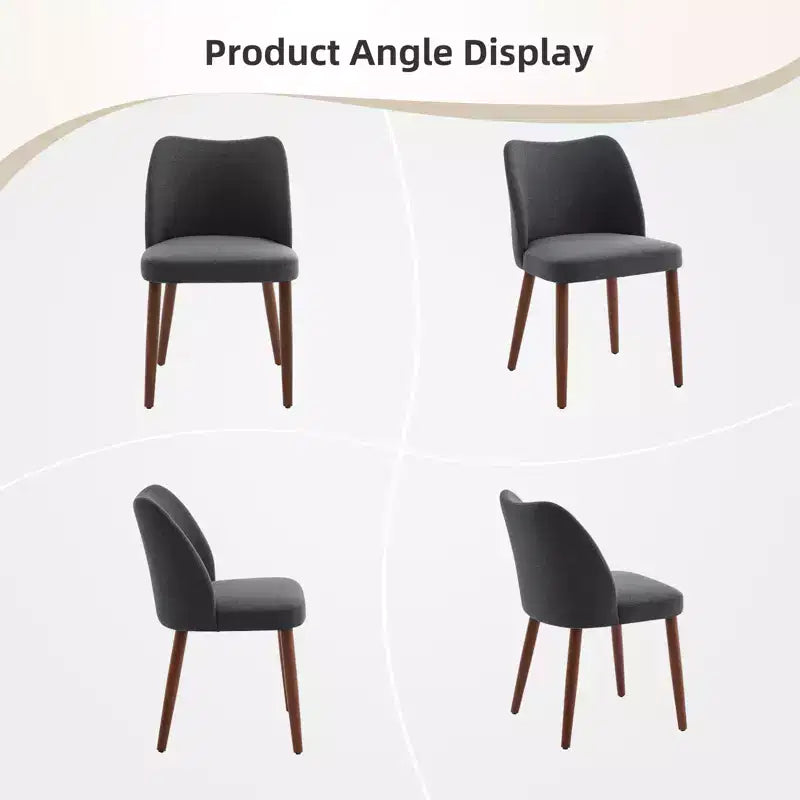Chaises de salle à manger modernes à dossier ailé (lot de 2) avec revêtement en tissu de lin, coussins épais pour un confort d'assise durable