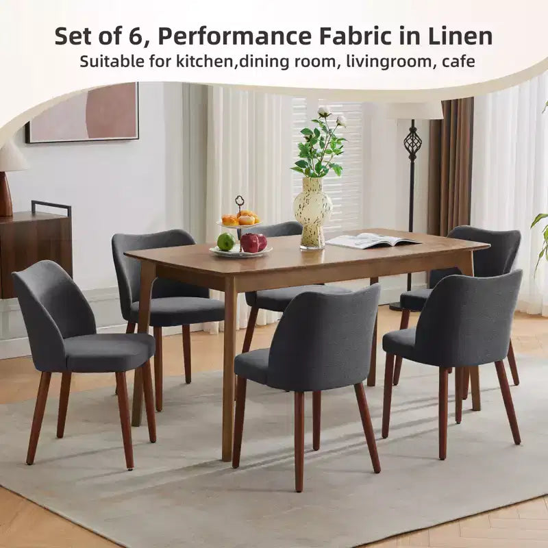 Chaises de salle à manger modernes à dossier ailé (lot de 2) avec revêtement en tissu de lin, coussins épais pour un confort d'assise durable