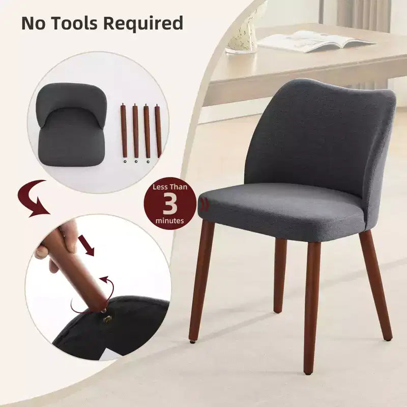 Chaises de salle à manger modernes à dossier ailé (lot de 2) avec revêtement en tissu de lin, coussins épais pour un confort d'assise durable
