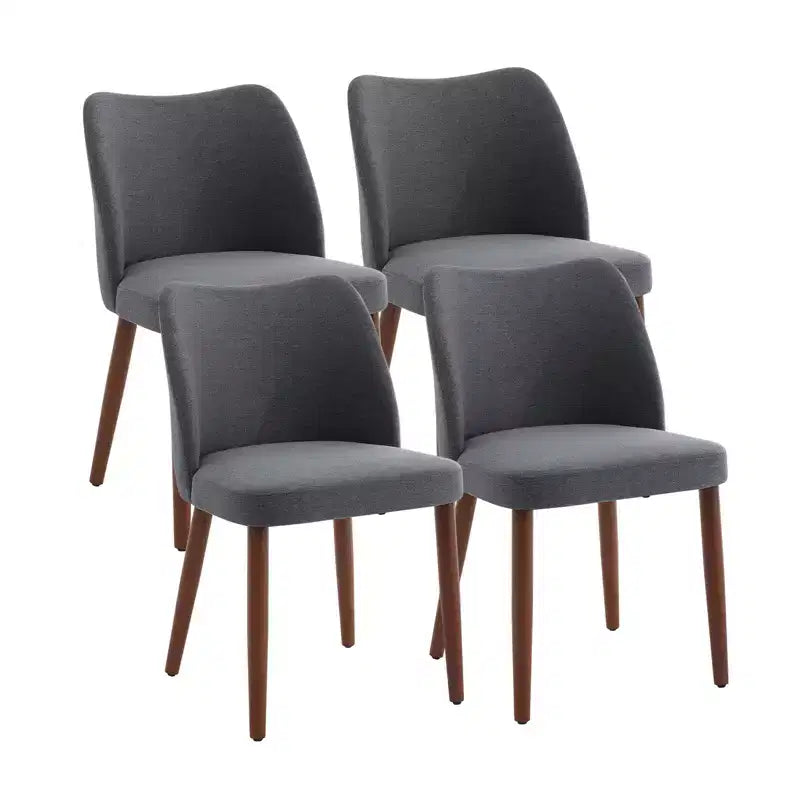 Chaises de salle à manger modernes à dossier ailé (lot de 2) avec revêtement en tissu de lin, coussins épais pour un confort d'assise durable