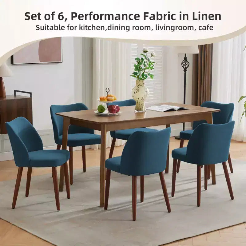 Chaises de salle à manger modernes à dossier ailé (lot de 2) avec revêtement en tissu de lin, coussins épais pour un confort d'assise durable