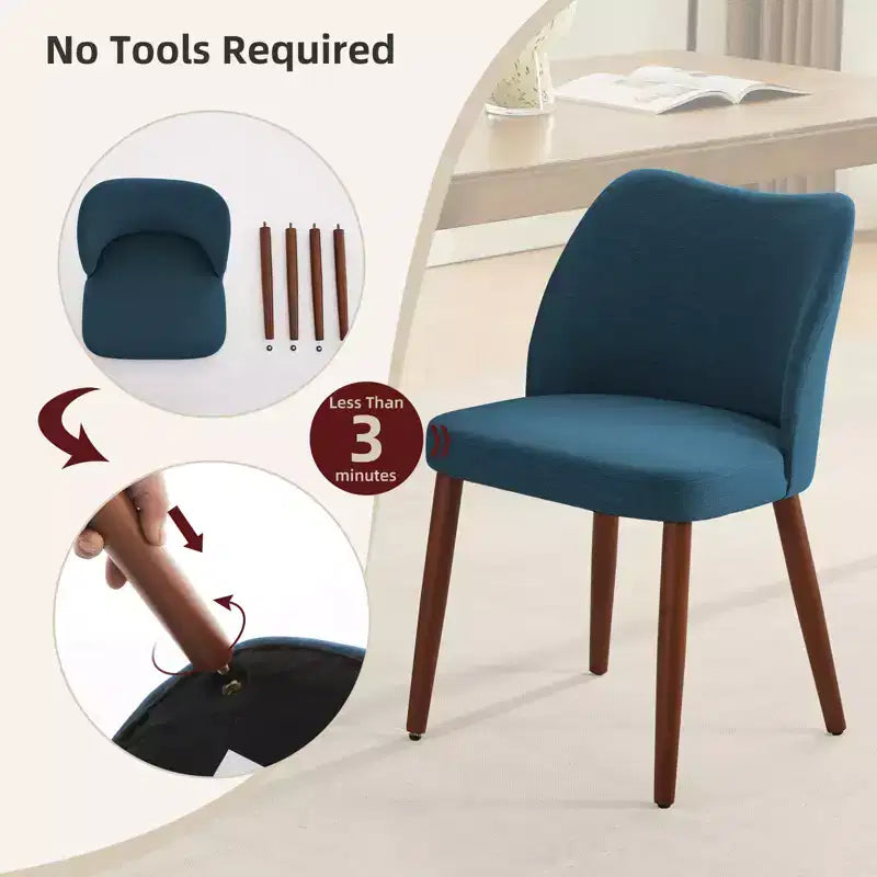 Chaises de salle à manger modernes à dossier ailé (lot de 2) avec revêtement en tissu de lin, coussins épais pour un confort d'assise durable
