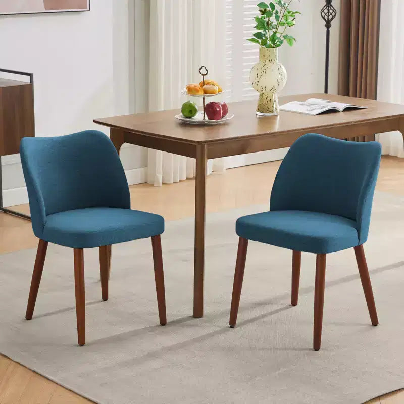 Modern Wing Back Dining Chairs Set of 2 with Upholstered Linen Fabric, Thick Padded Cushions for Long-Lasting Seating Comfort